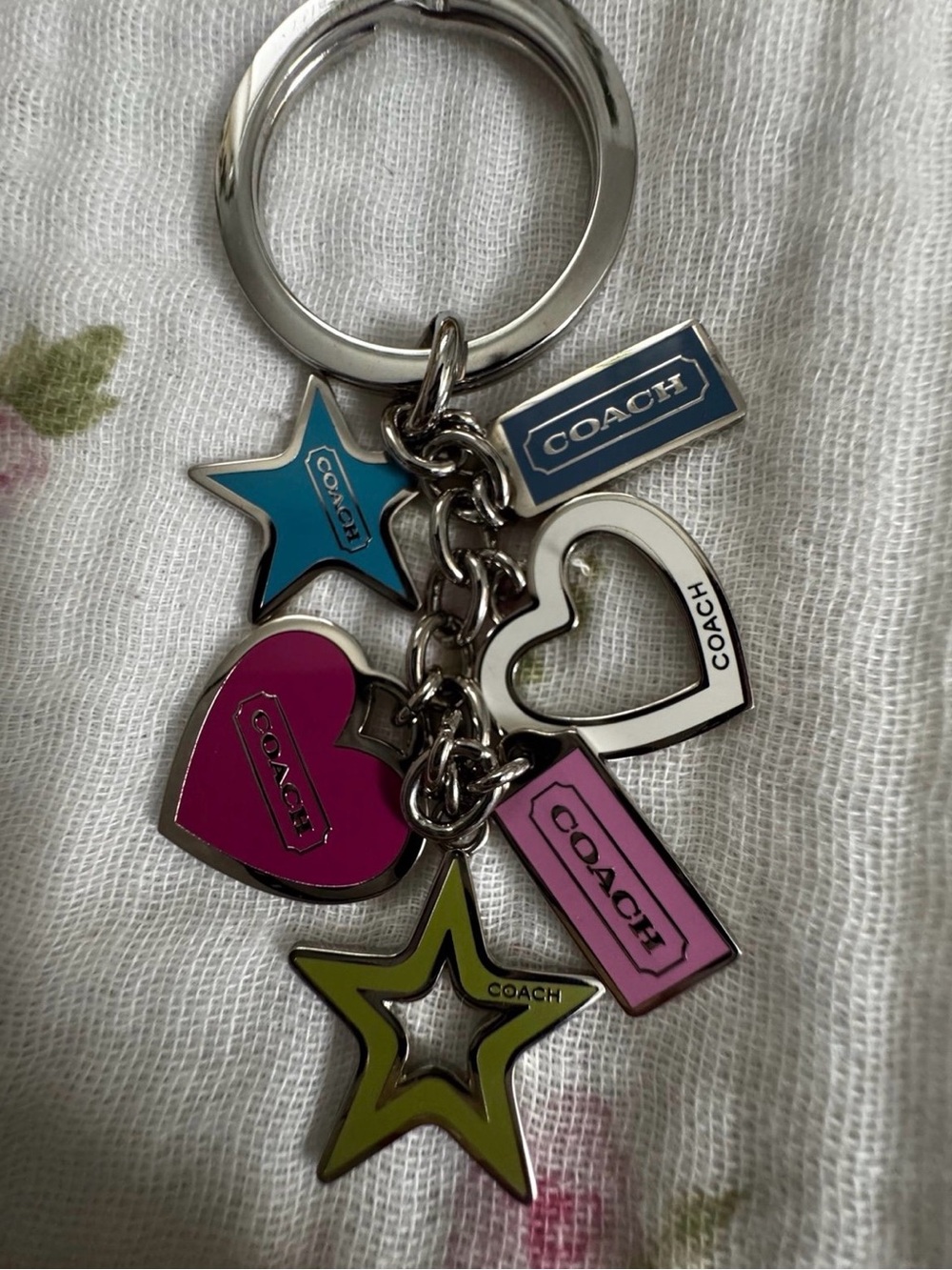Coach Vintage Heart & Star Charm Keychain
